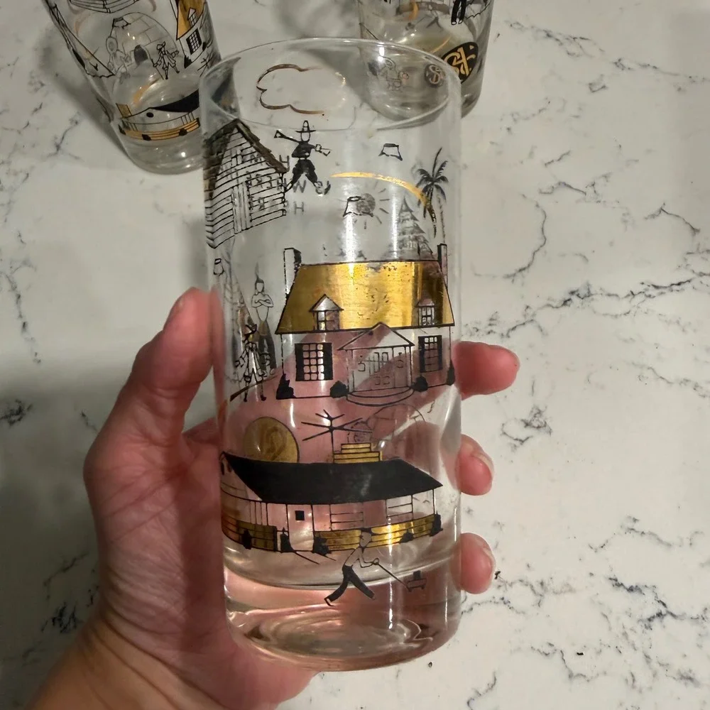 Set of 3 - Vintage - MCM Glass Tumblers
